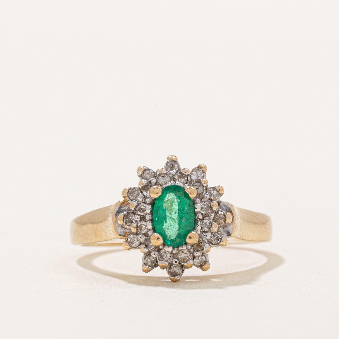Emerald & Diamond Halo Ring | 0.28ct, 0.12ctw | SZ 7.25 |
