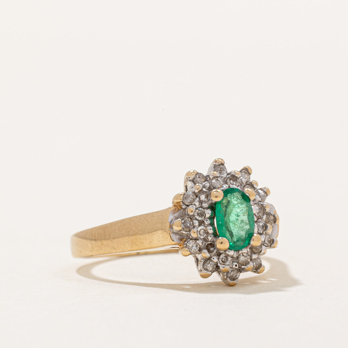 Emerald & Diamond Halo Ring | 0.28ct, 0.12ctw | SZ 7.25 |