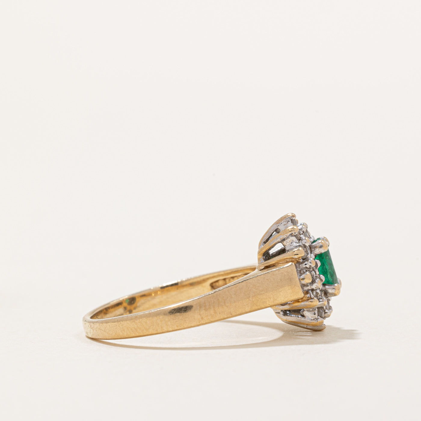 Emerald & Diamond Halo Ring | 0.28ct, 0.12ctw | SZ 7.25 |