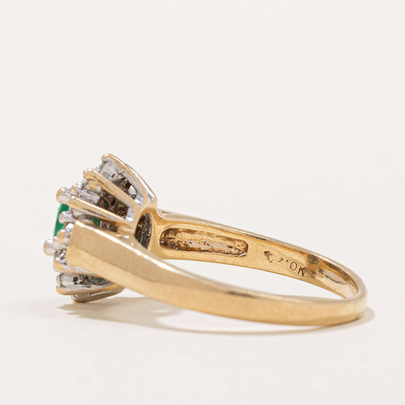Emerald & Diamond Halo Ring | 0.28ct, 0.12ctw | SZ 7.25 |
