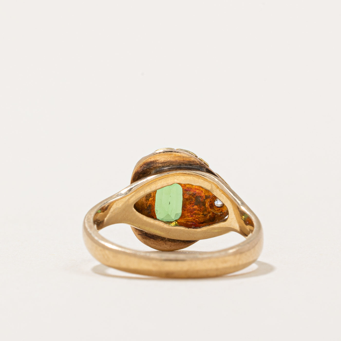 Green Garnet & Diamond Ring | 0.22ct, 0.015ct | SZ 2.25 |