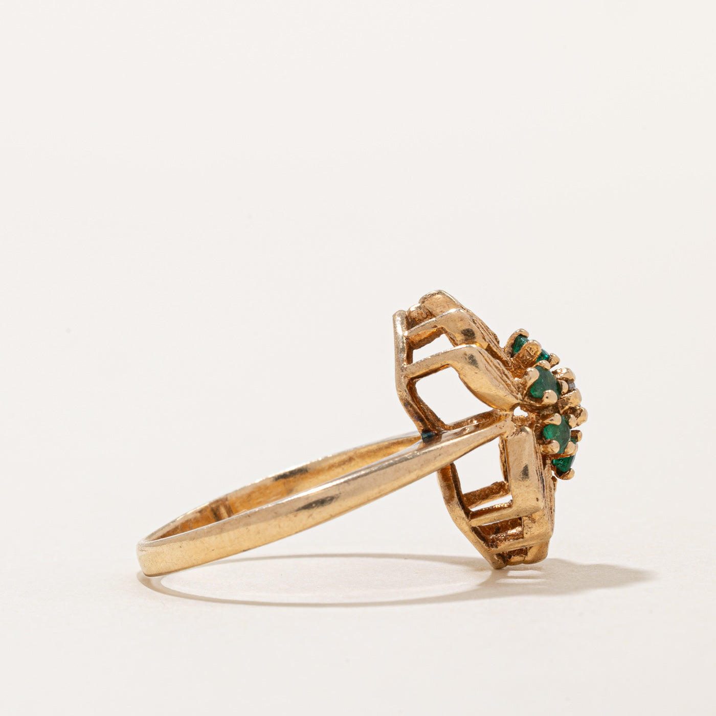 'Birks' Emerald & Diamond Cocktail Ring | 0.10ctw, 0.06ct | SZ 7.25 |