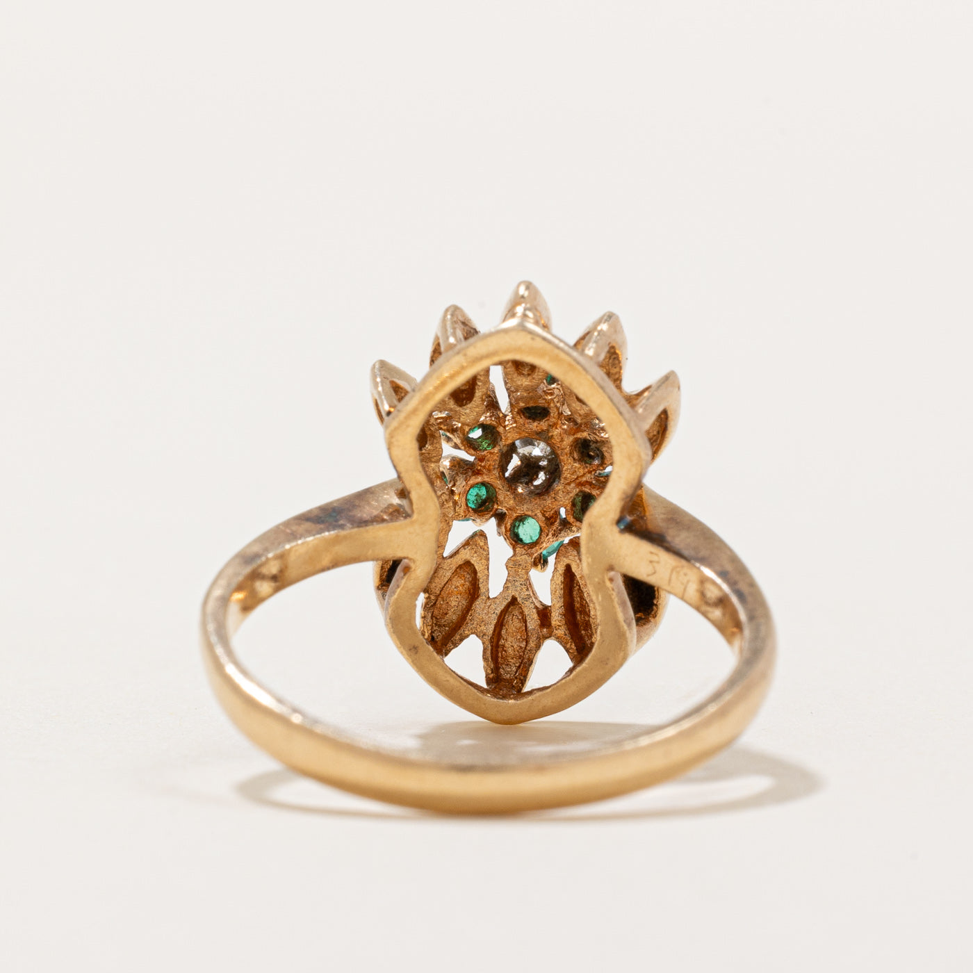 'Birks' Emerald & Diamond Cocktail Ring | 0.10ctw, 0.06ct | SZ 7.25 |