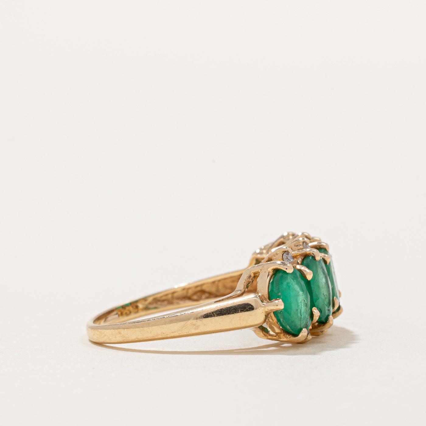 Five Stone Emerald & Diamond Ring | 1.50ctw, 0.04ctw | SZ 6 |