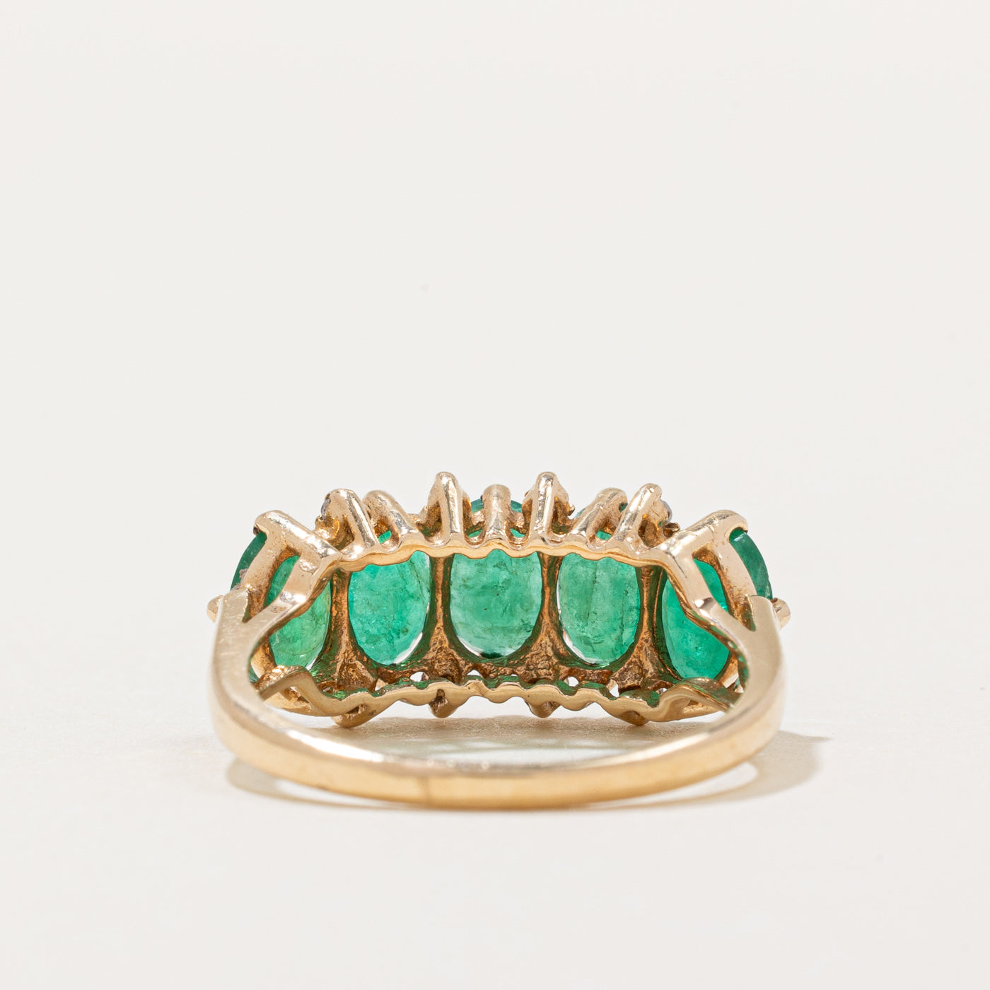 Five Stone Emerald & Diamond Ring | 1.50ctw, 0.04ctw | SZ 6 |
