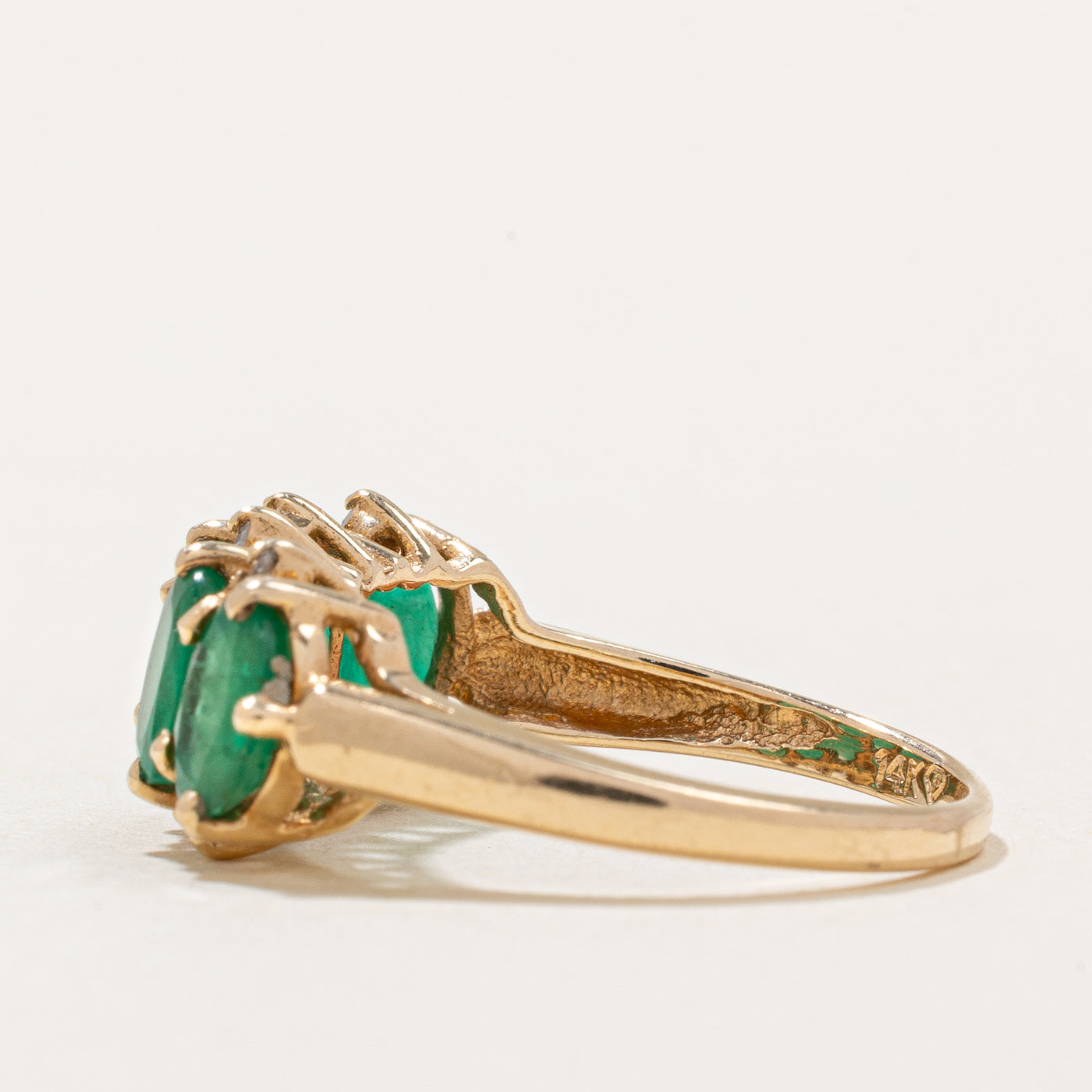 Five Stone Emerald & Diamond Ring | 1.50ctw, 0.04ctw | SZ 6 |