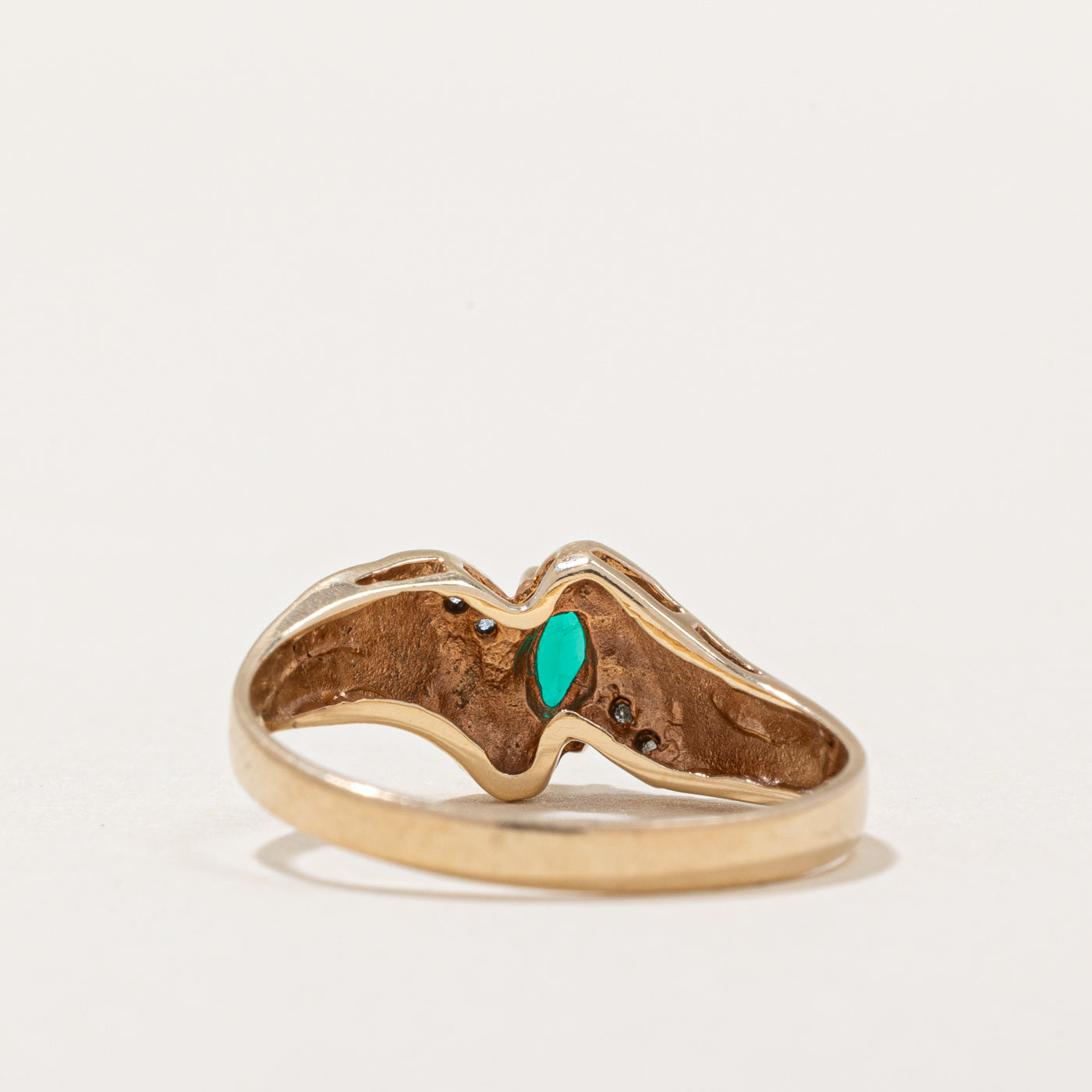 Synthetic Emerald & Diamond Ring | 0.16ct, 0.02ctw | SZ 7.5 |