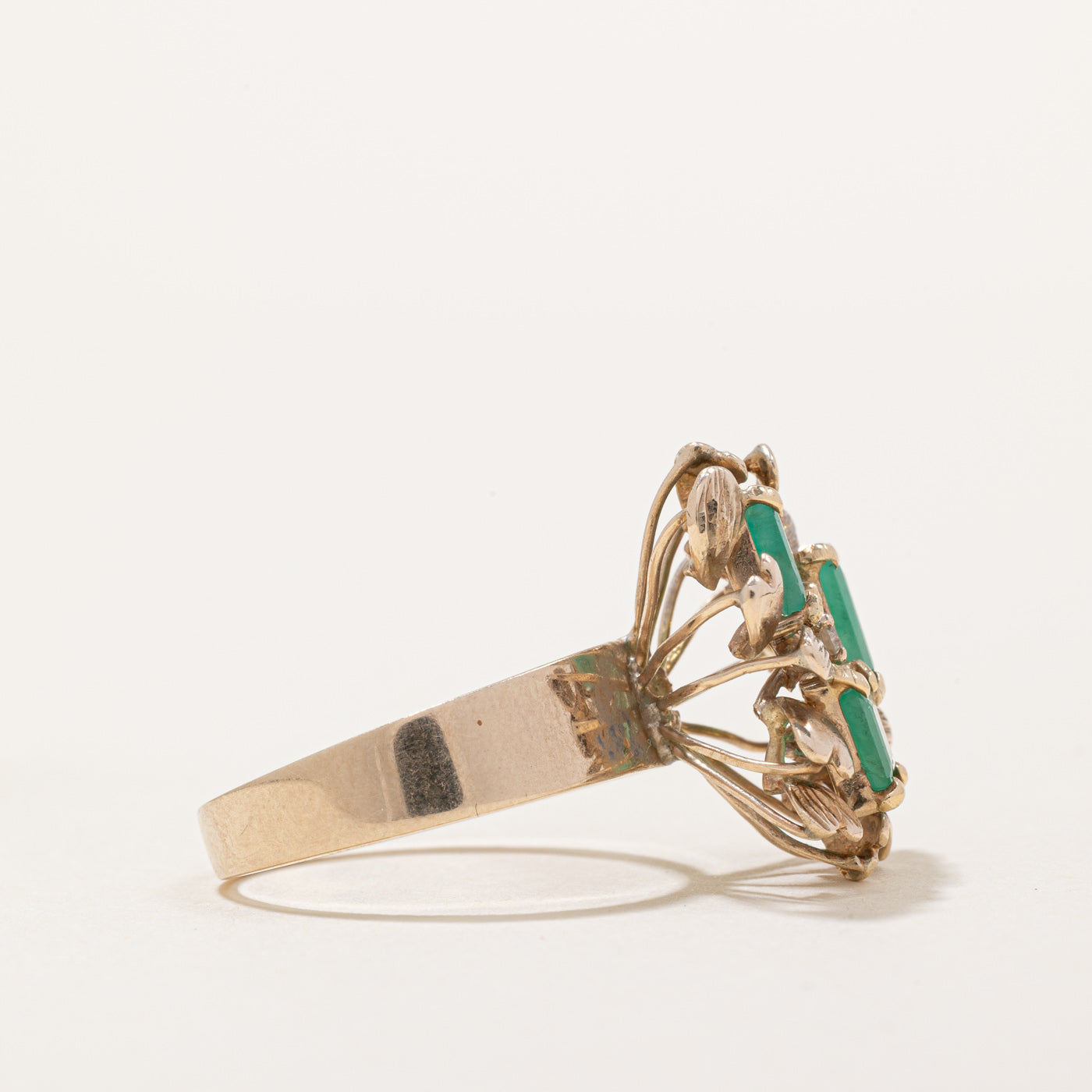Emerald & Diamond Cocktail Ring | 1.36ctw, 0.08ctw | SZ 7.5 |