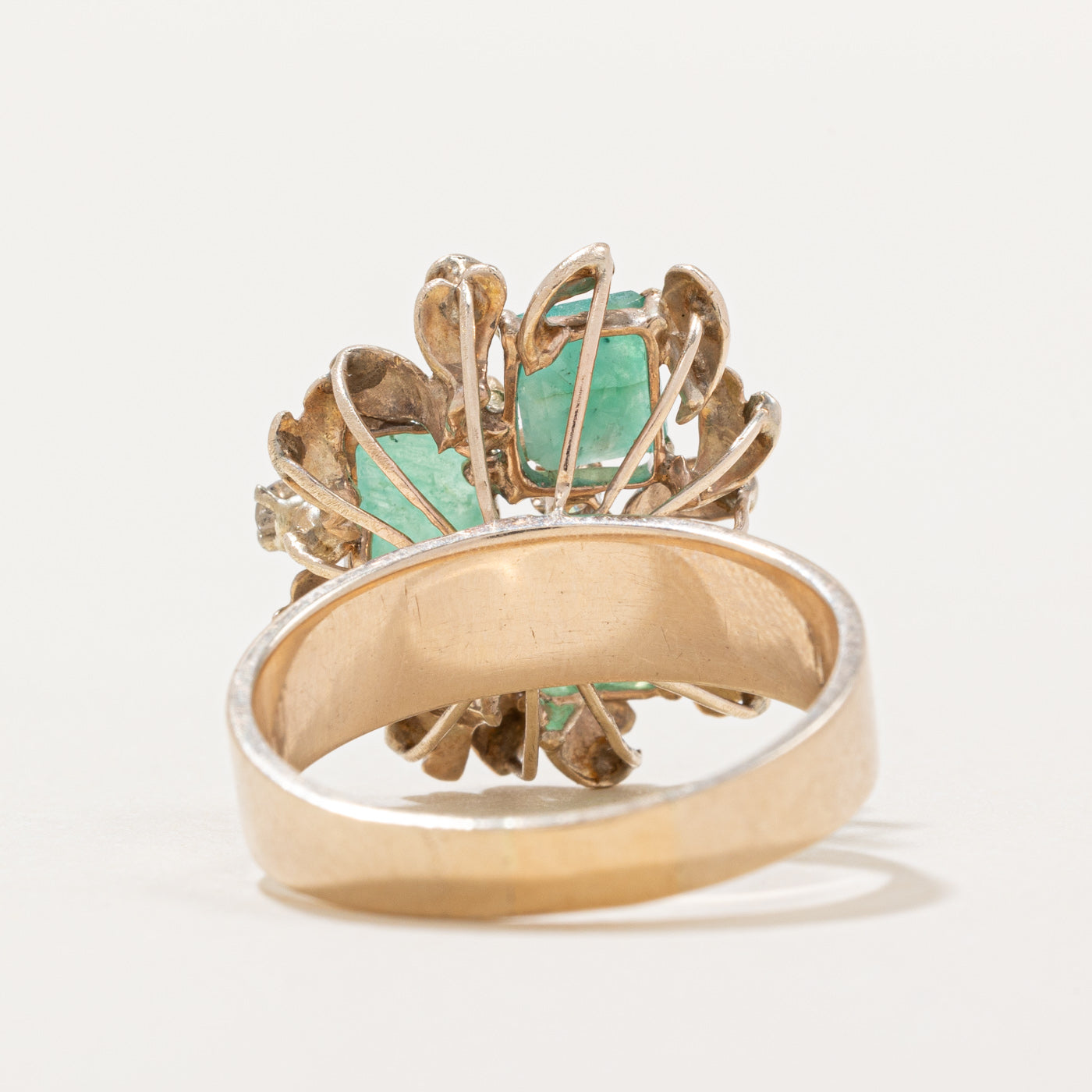 Emerald & Diamond Cocktail Ring | 1.36ctw, 0.08ctw | SZ 7.5 |