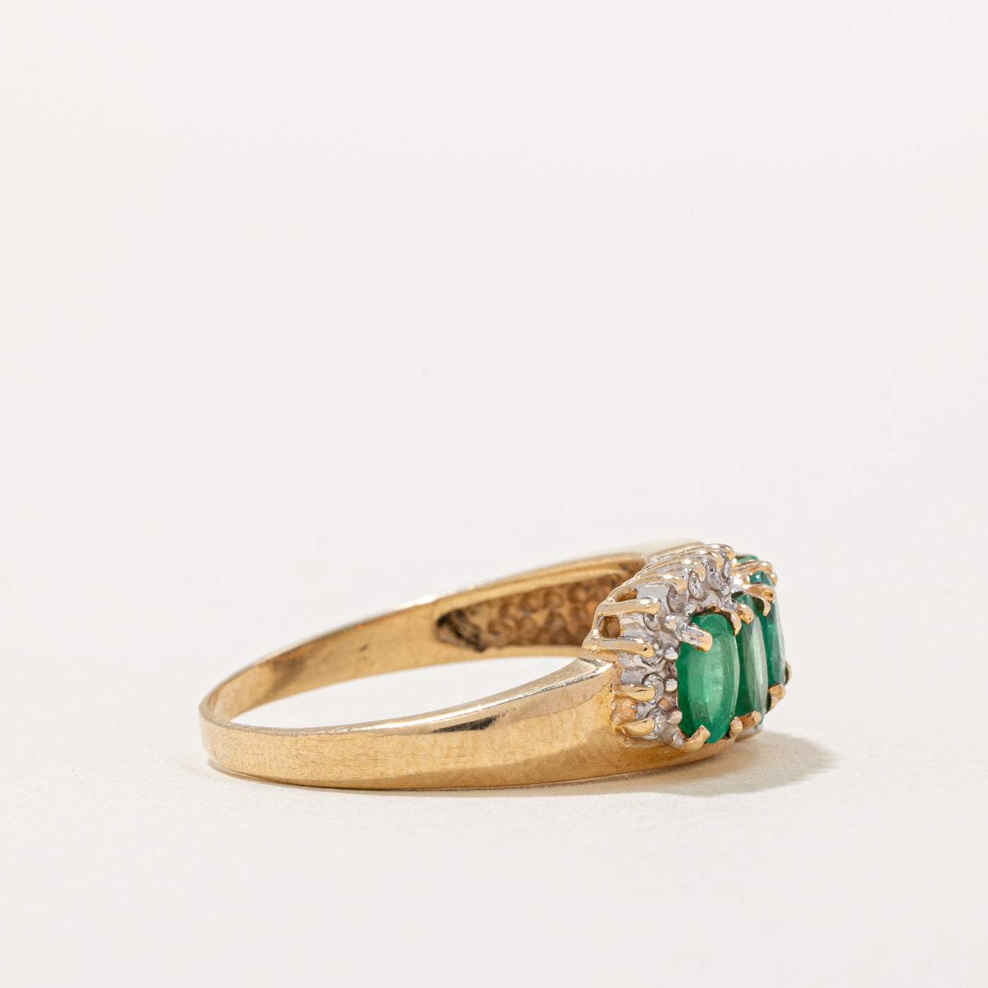 Five Stone Emerald & Diamond Ring | 1.25ctw, 0.08ctw | SZ 7 |