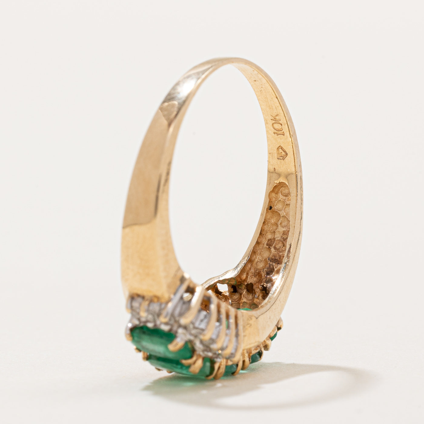 Five Stone Emerald & Diamond Ring | 1.25ctw, 0.08ctw | SZ 7 |