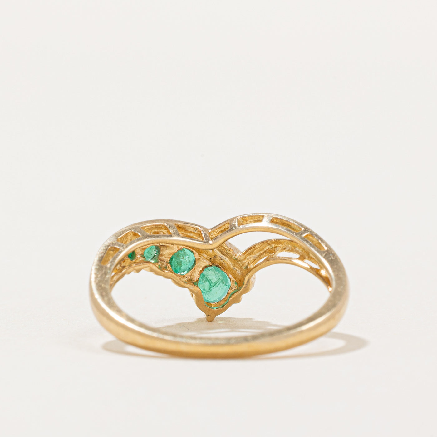 Emerald & Diamond Chevron Ring | 0.40ctw, 0.01ctw | SZ 7 |