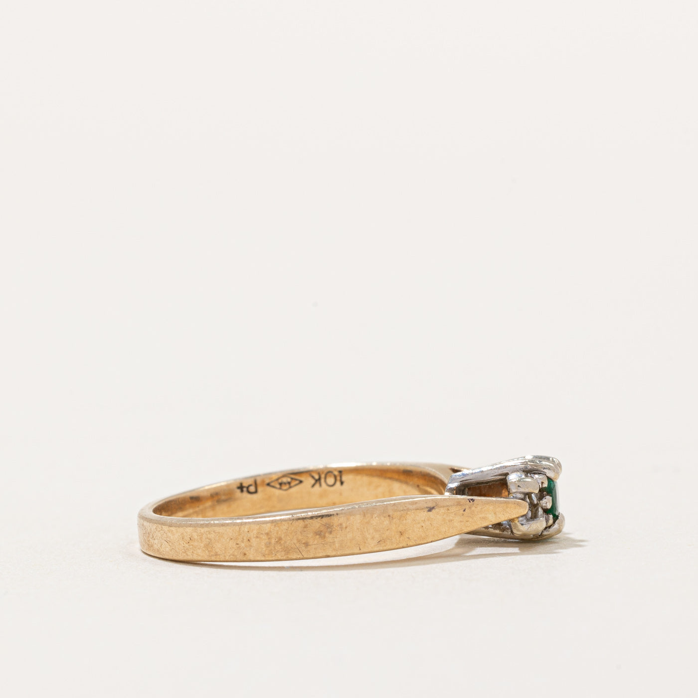 High Set Emerald & Diamond Ring | 0.06ct, 0.04ctw | SZ 5.75 |