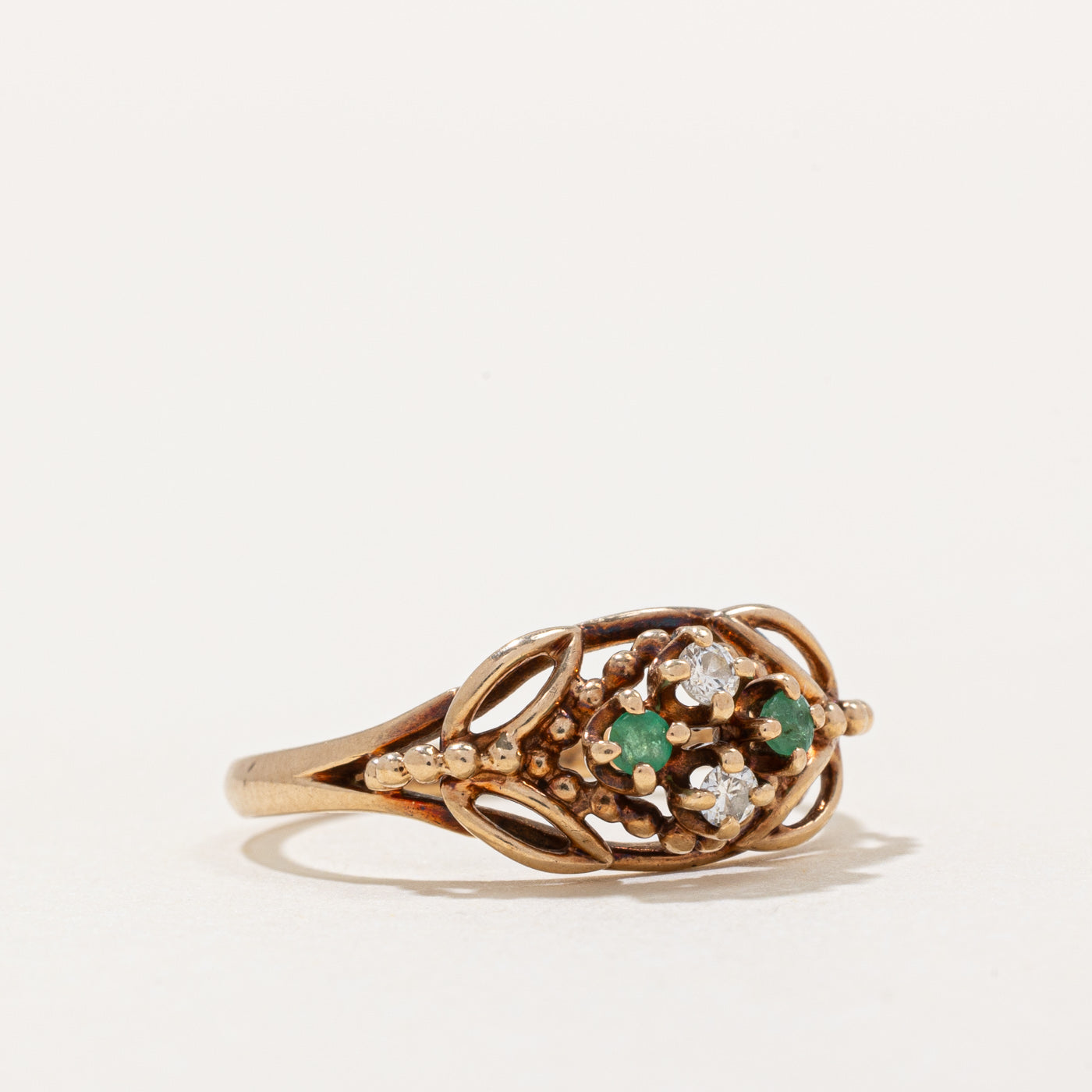 Diamond & Emerald Lattice Ring | 0.05ctw, 0.026ctw | SZ 6.25 |