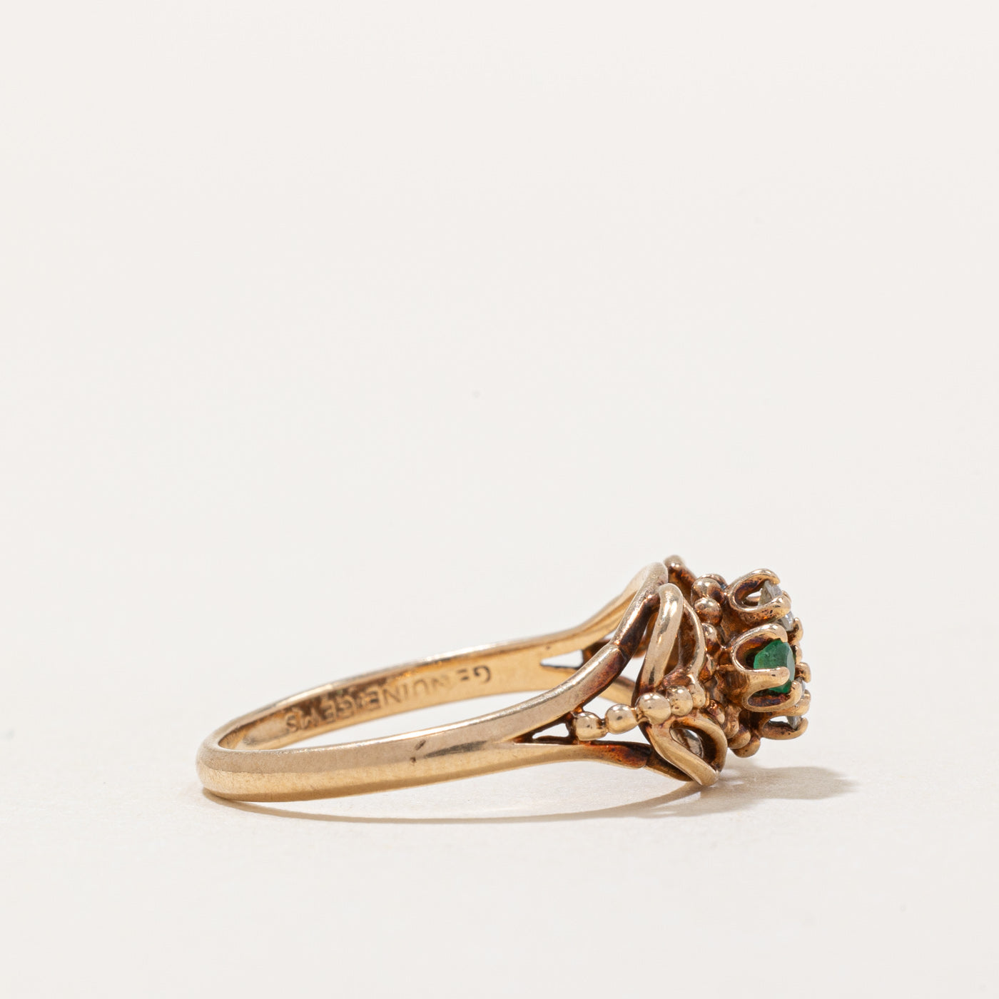 Diamond & Emerald Lattice Ring | 0.05ctw, 0.026ctw | SZ 6.25 |