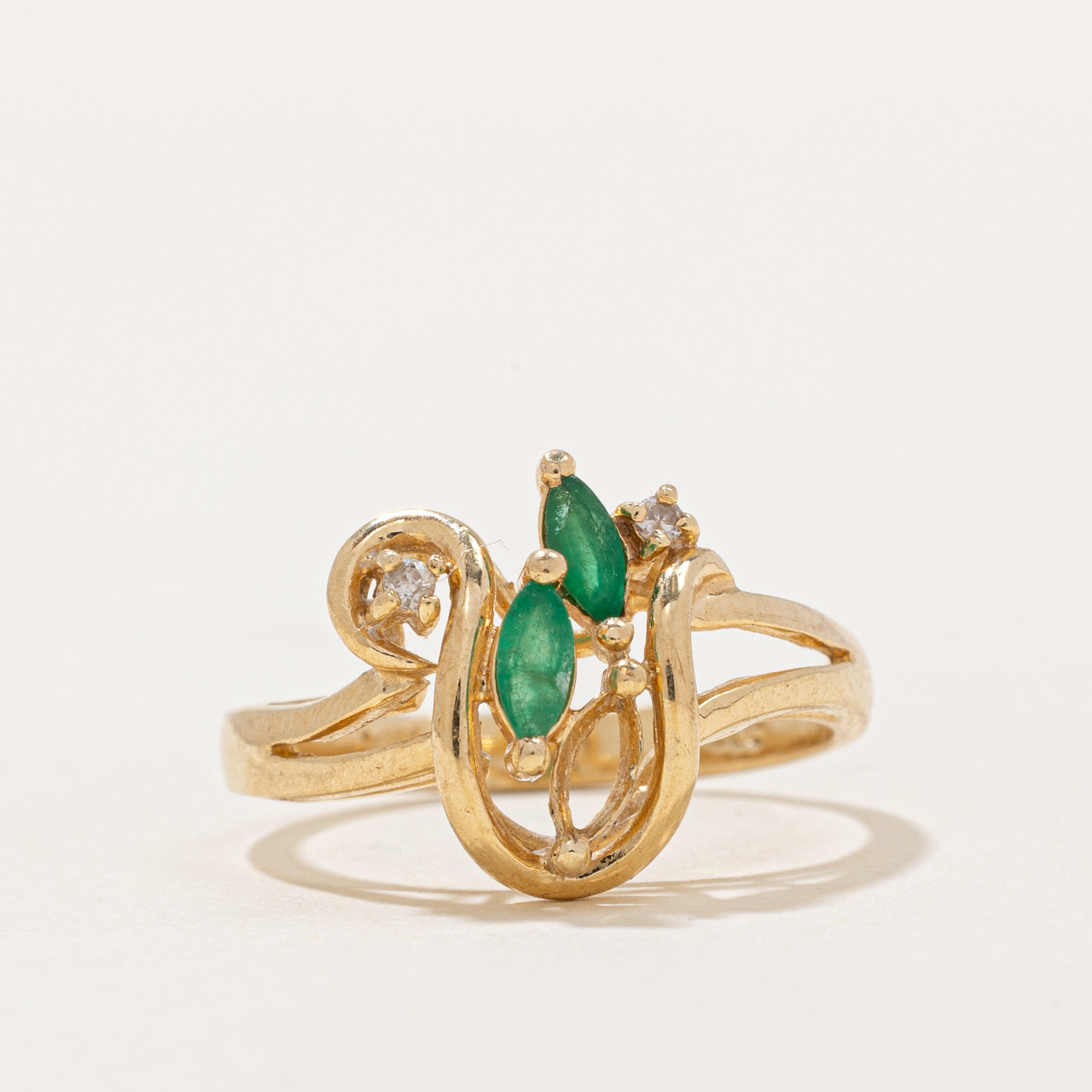 Emerald & Diamond Cocktail Ring | 0.14ctw, 0.01ctw | SZ 6.75 |