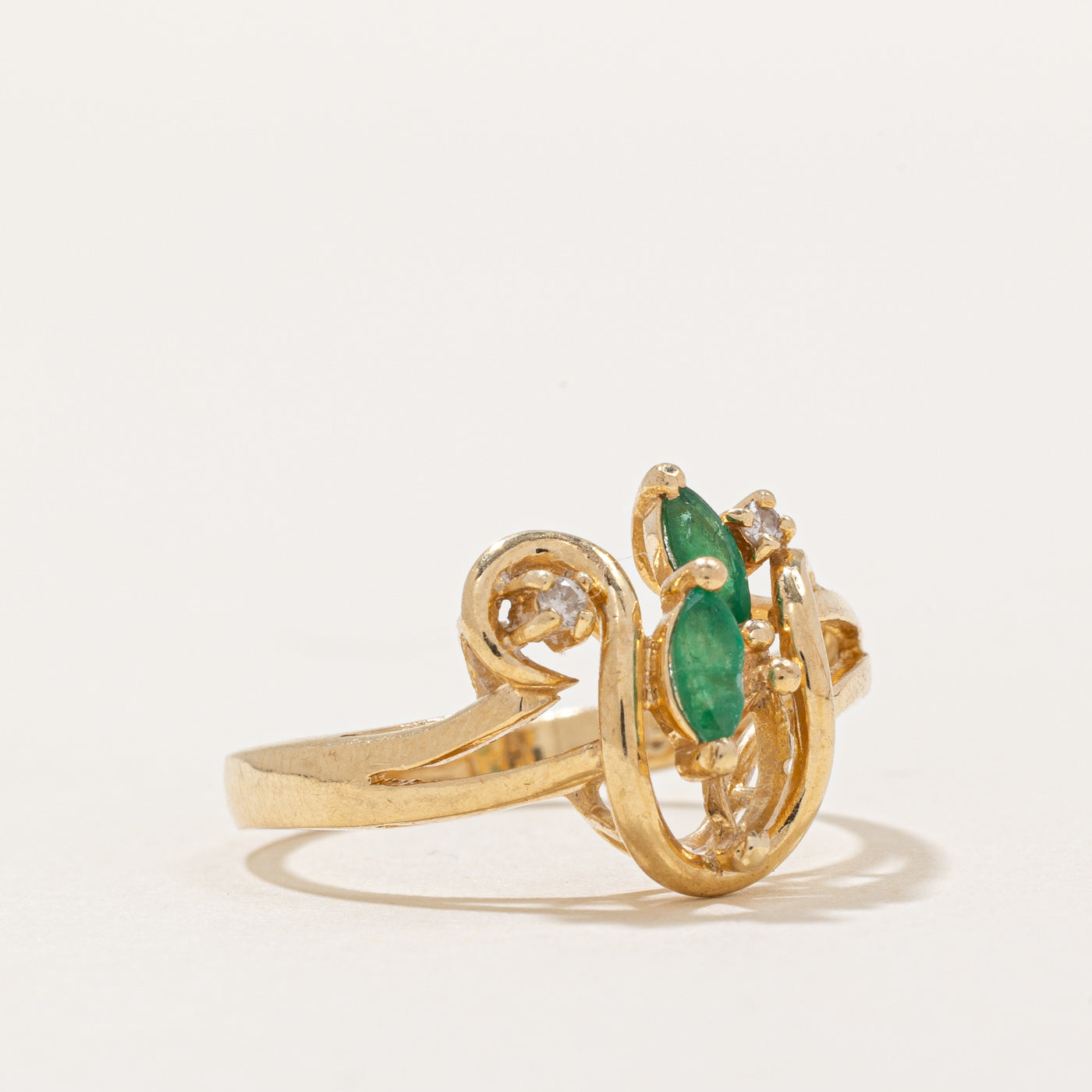 Emerald & Diamond Cocktail Ring | 0.14ctw, 0.01ctw | SZ 6.75 |