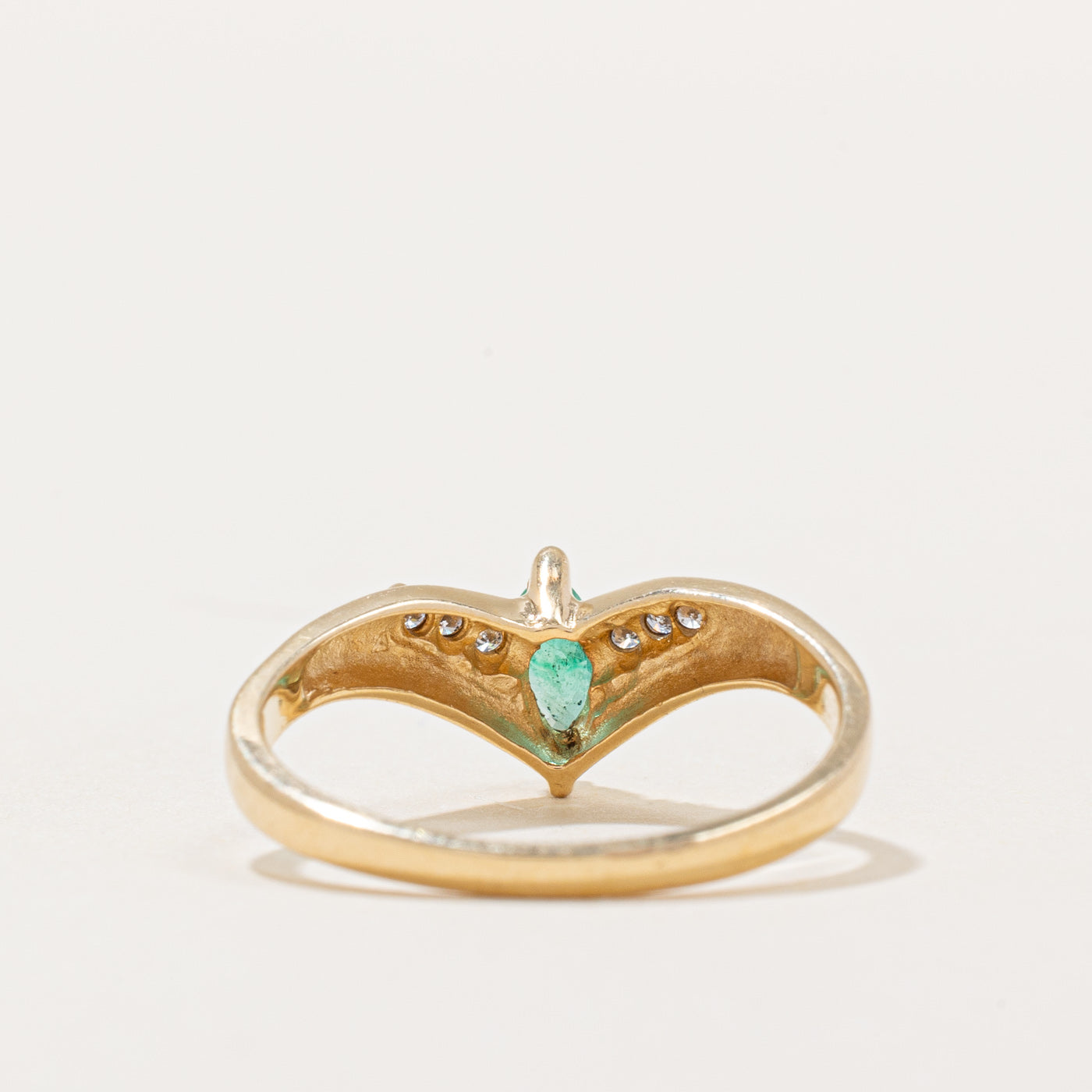 Emerald & Diamond Chevron Ring | 0.15ct, 0.06ctw | SZ 6.5 |