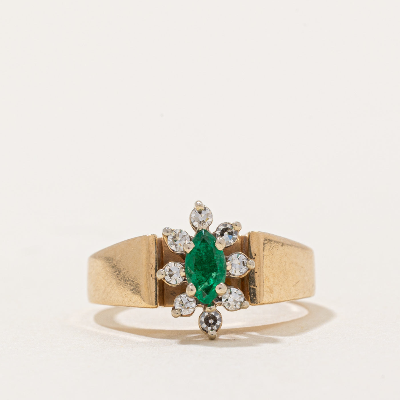 Emerald & Diamond Halo Ring | 0.13ct, 0.10ctw | SZ 2.75 |