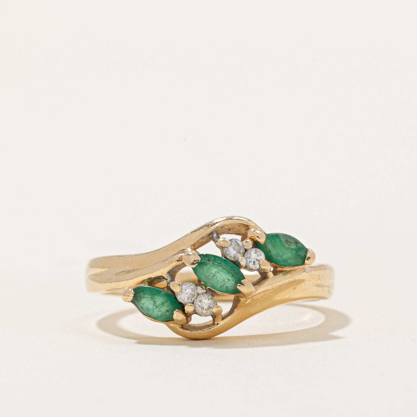 Emerald & Diamond Bypass Ring | 0.24ctw, 0.04ctw | SZ 7 |
