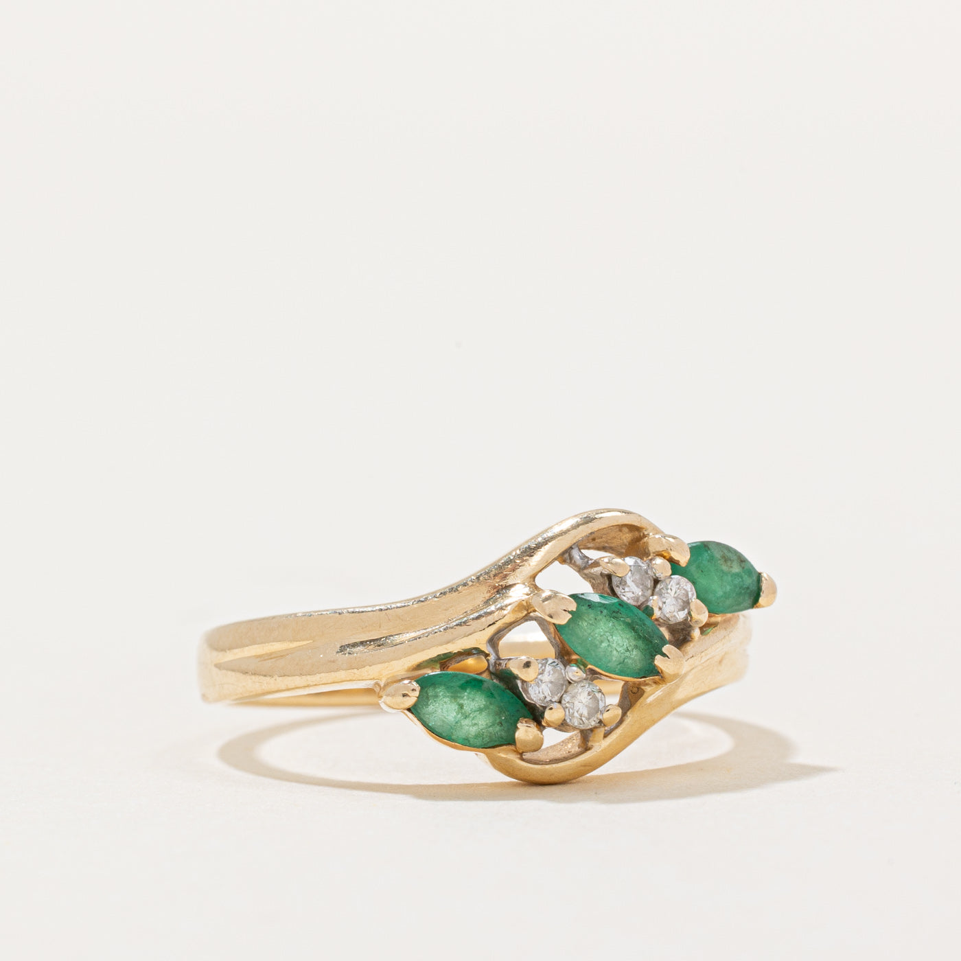 Emerald & Diamond Bypass Ring | 0.24ctw, 0.04ctw | SZ 7 |