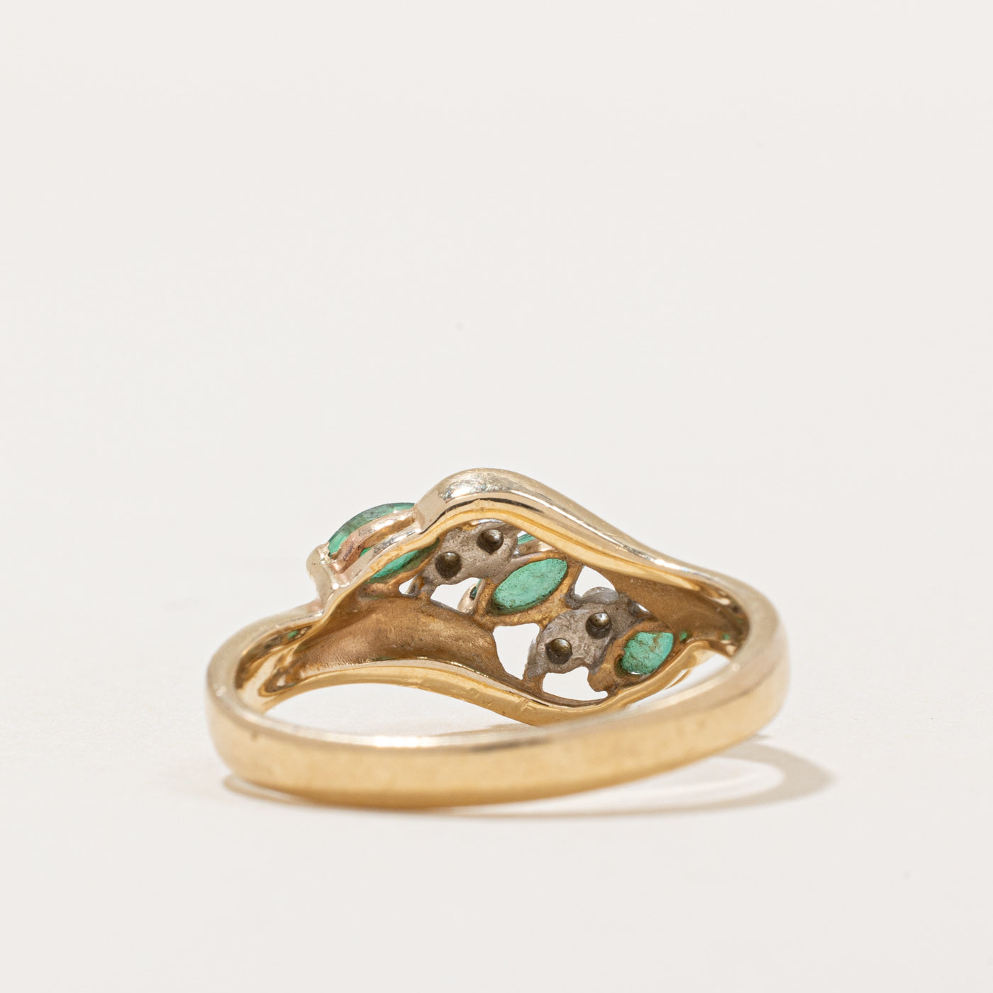Emerald & Diamond Bypass Ring | 0.24ctw, 0.04ctw | SZ 7 |