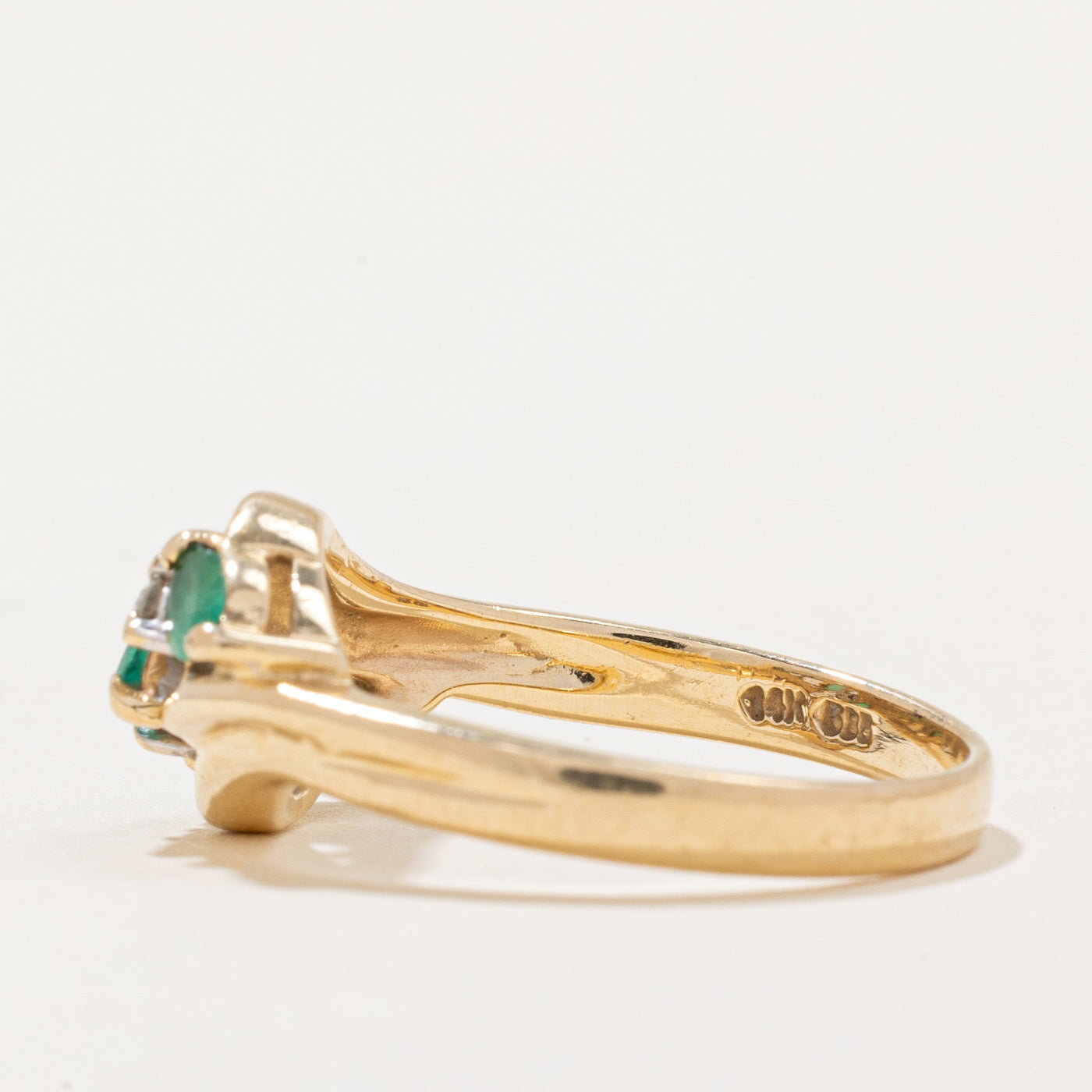 Emerald & Diamond Bypass Ring | 0.24ctw, 0.04ctw | SZ 7 |