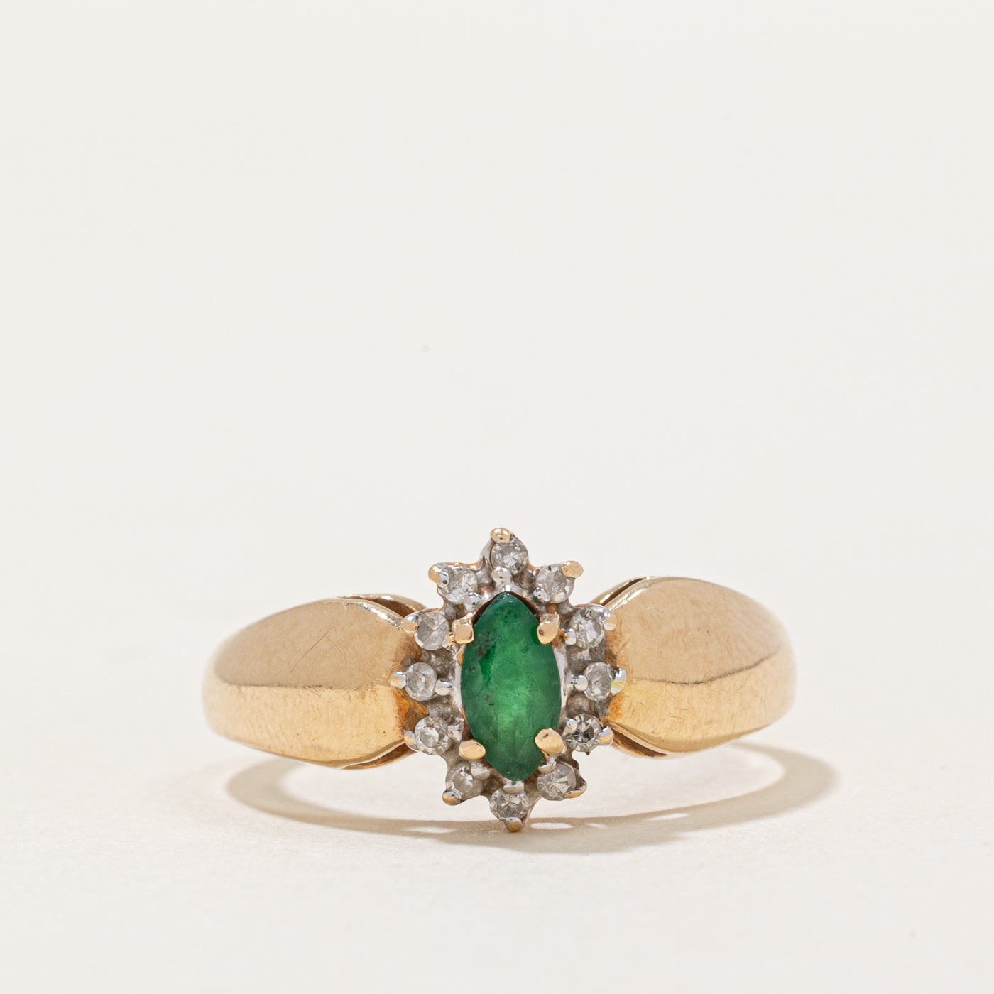Emerald & Diamond Halo Ring | 0.15ct, 0.07ctw | SZ 6.5 |
