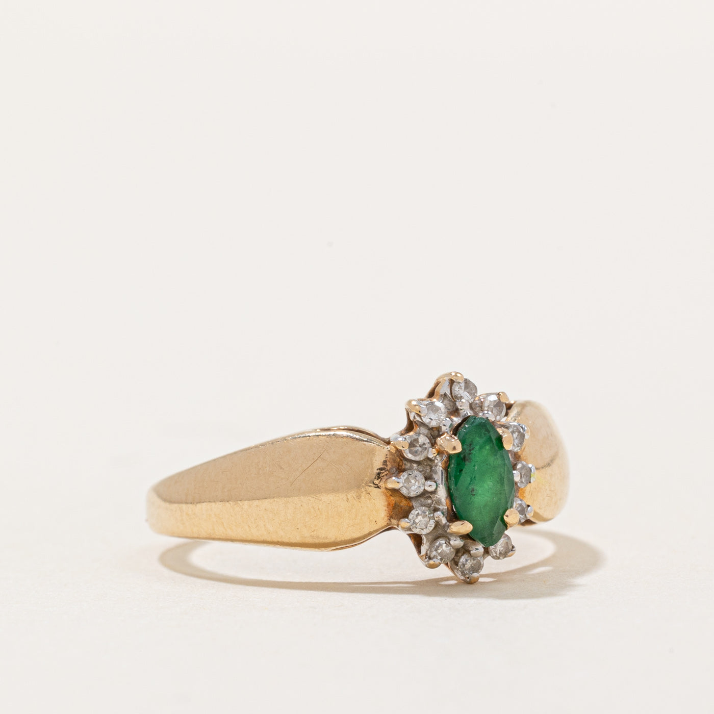 Emerald & Diamond Halo Ring | 0.15ct, 0.07ctw | SZ 6.5 |