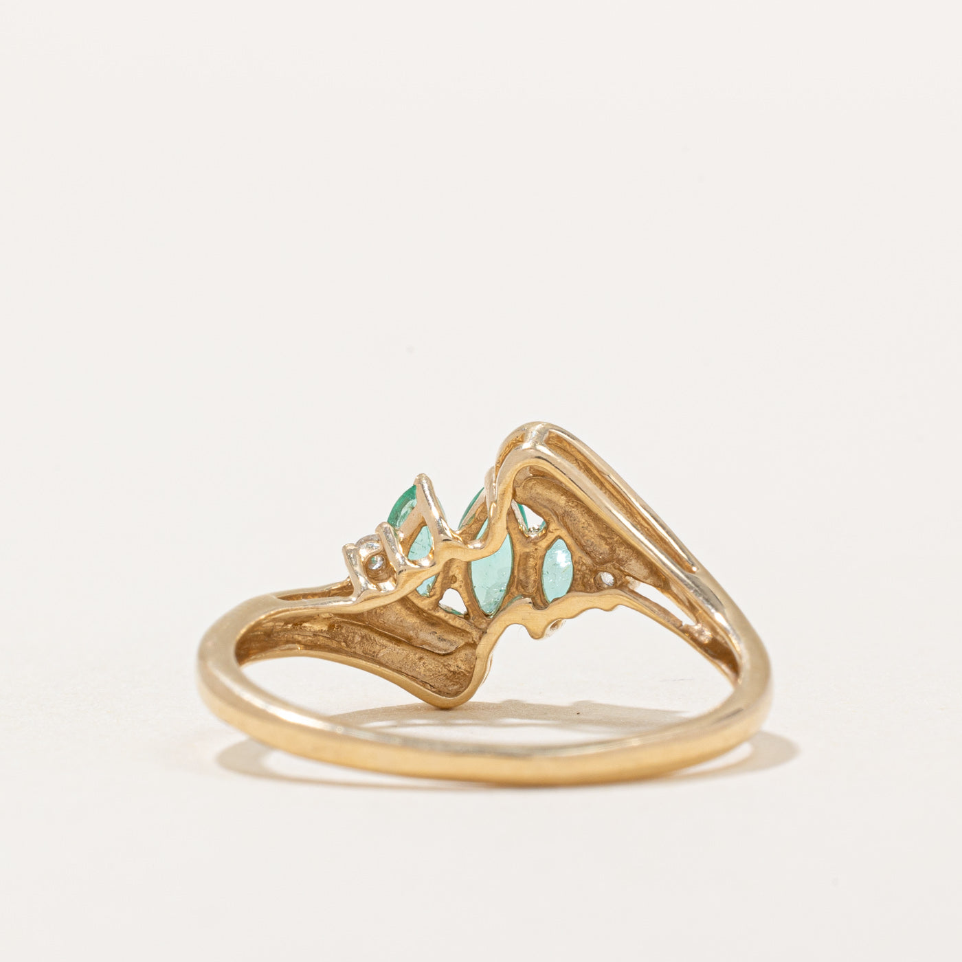 Emerald & Diamond Bypass Ring | 0.26ctw, 0.025ctw | SZ 7.75 |