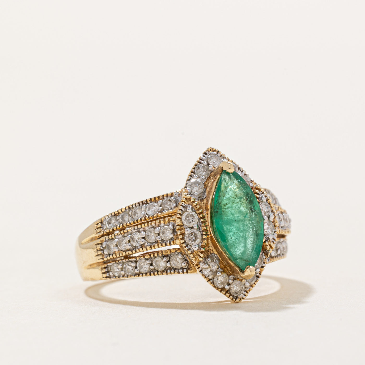 Emerald & Diamond Cocktail Ring | 0.65ct, 0.21ctw | SZ 7 |