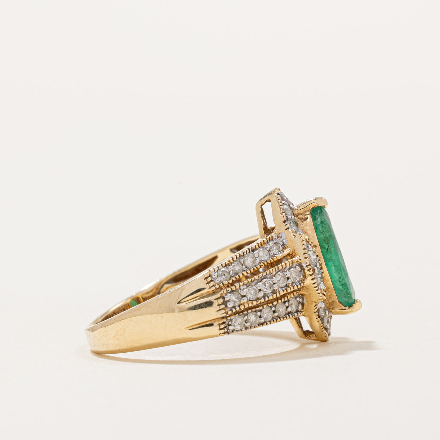 Emerald & Diamond Cocktail Ring | 0.65ct, 0.21ctw | SZ 7 |