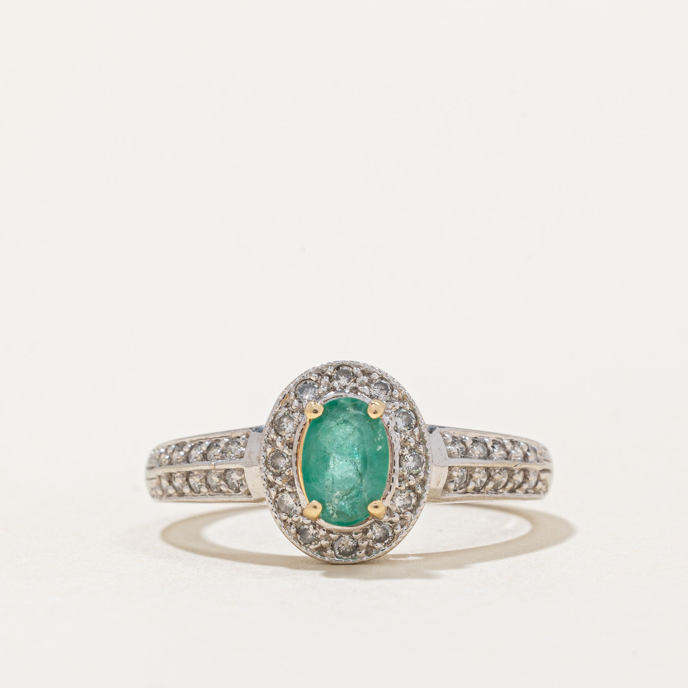Emerald & Diamond Halo Ring | 0.36ct, 0.20ctw | SZ 5.75 |