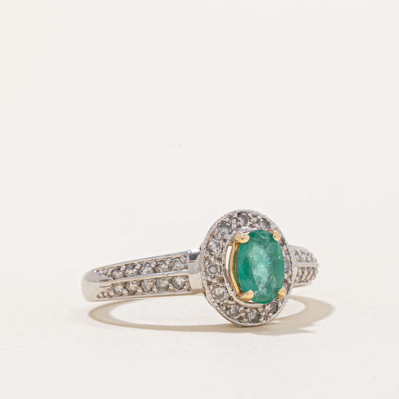 Emerald & Diamond Halo Ring | 0.36ct, 0.20ctw | SZ 5.75 |