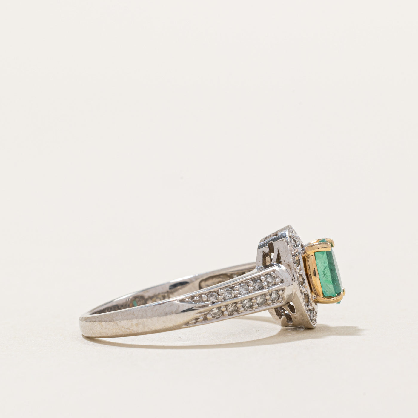 Emerald & Diamond Halo Ring | 0.36ct, 0.20ctw | SZ 5.75 |
