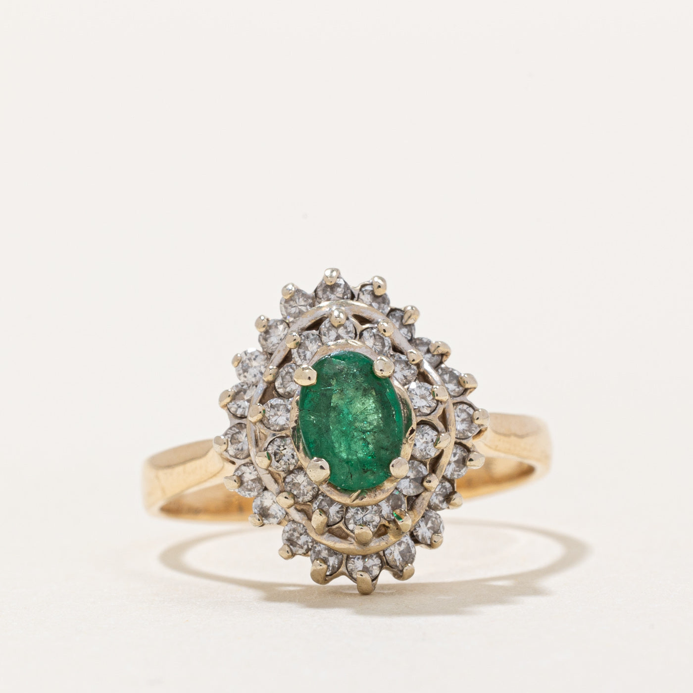 Emerald & Diamond Cluster Ring | 0.35ct, 0.34ctw | SZ 6.25 |