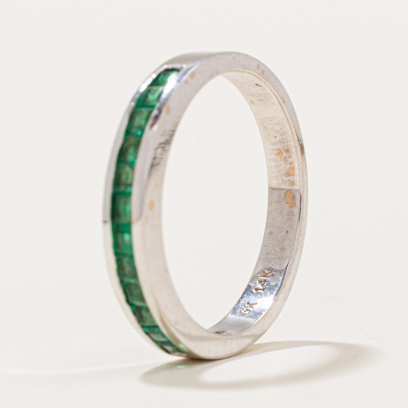 Channel Set Semi Eternity Emerald Band | 0.30ctw | SZ 8 |