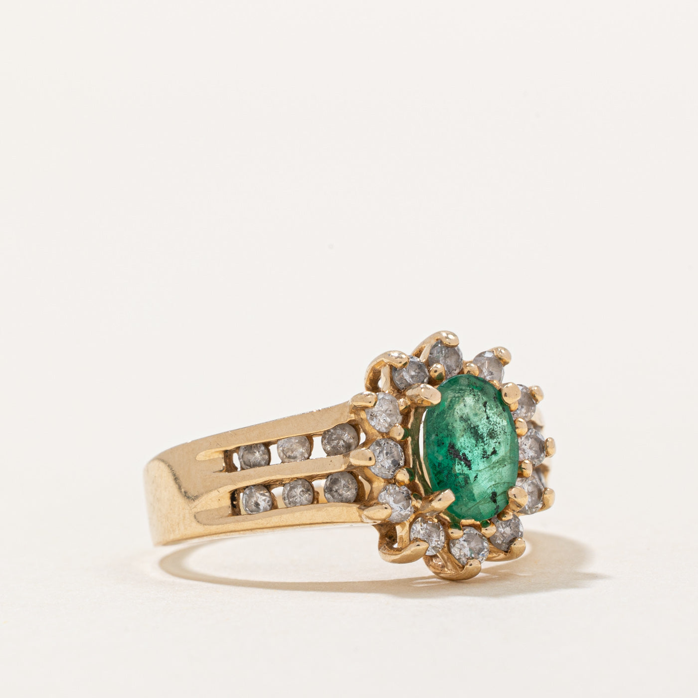Emerald & Diamond Halo Ring | 0.60ct, 0.34ctw | SZ 6.25 |