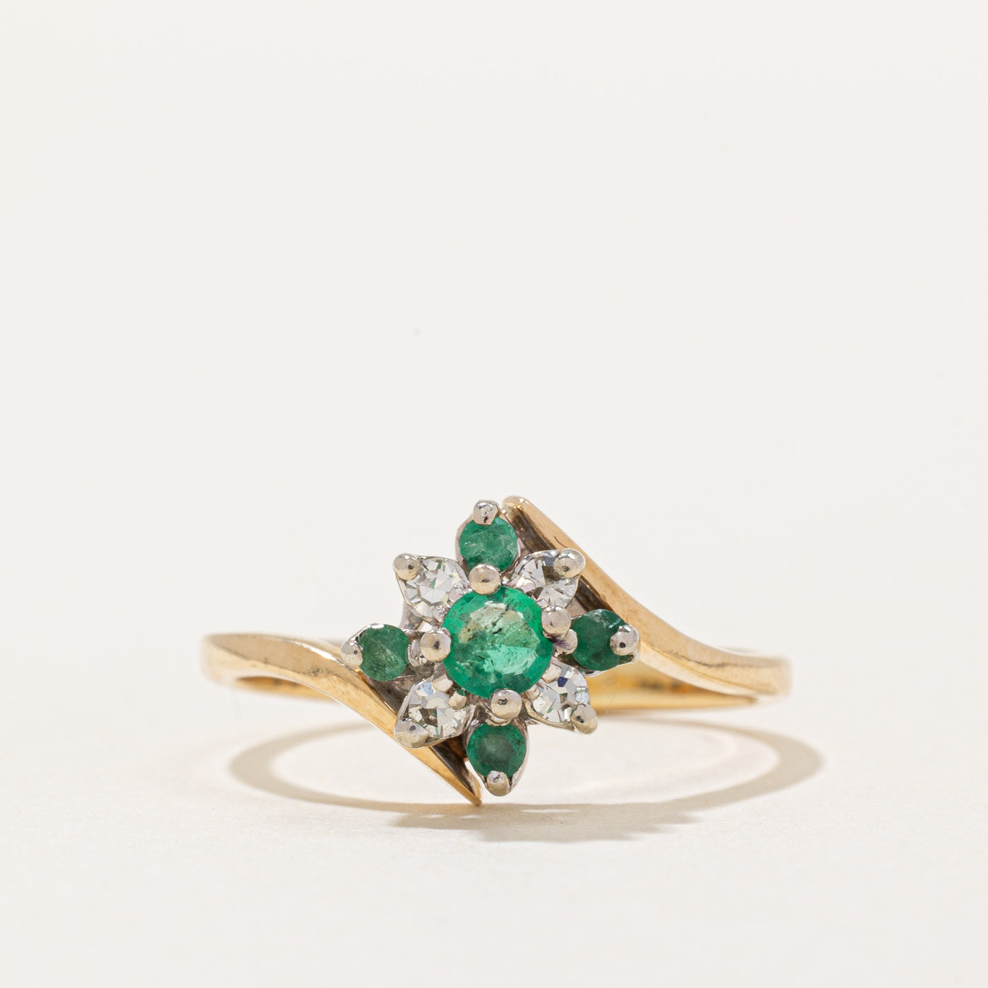 Emerald & Diamond Cocktail Ring | 0.16ctw, 0.10ctw | SZ 7.5 |