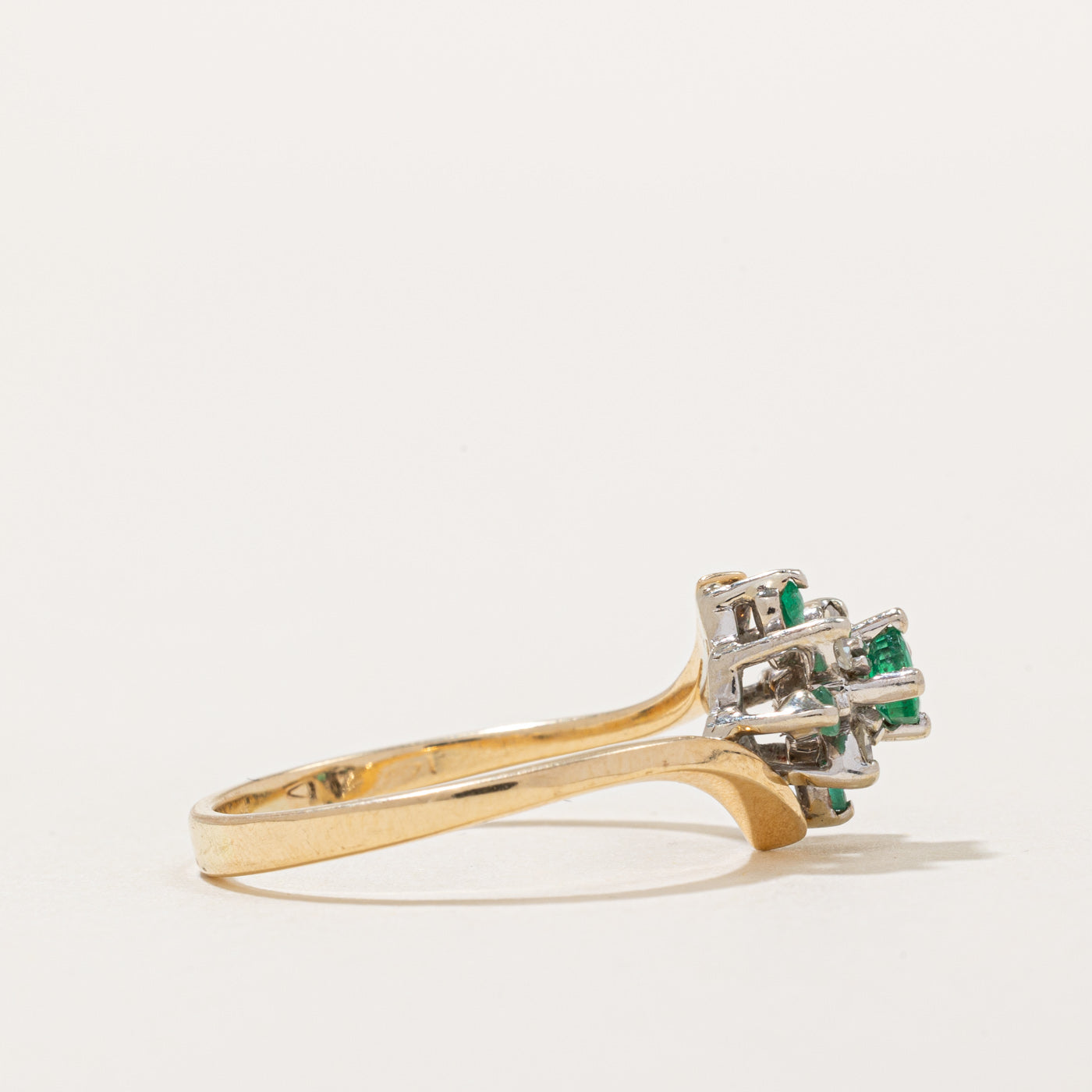 Emerald & Diamond Cocktail Ring | 0.16ctw, 0.10ctw | SZ 7.5 |