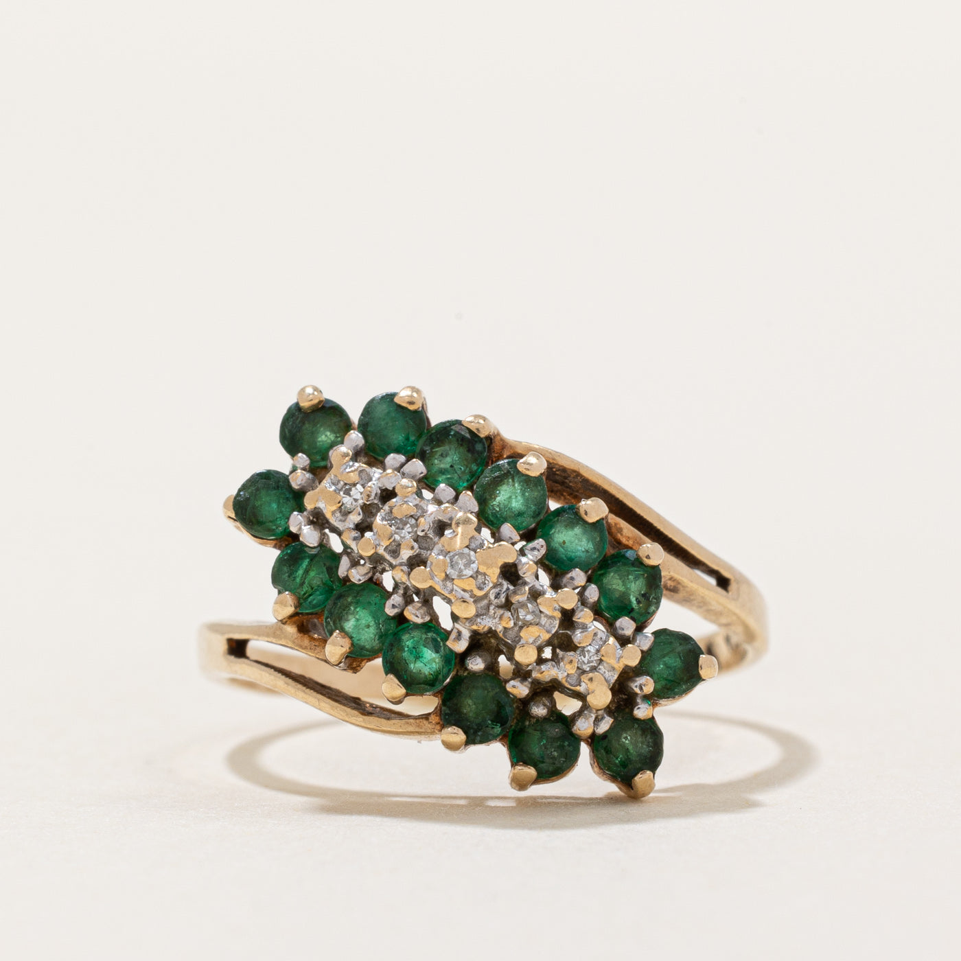 Emerald & Diamond Waterfall Ring | 0.70ctw, 0.015ctw | SZ 7.5 |
