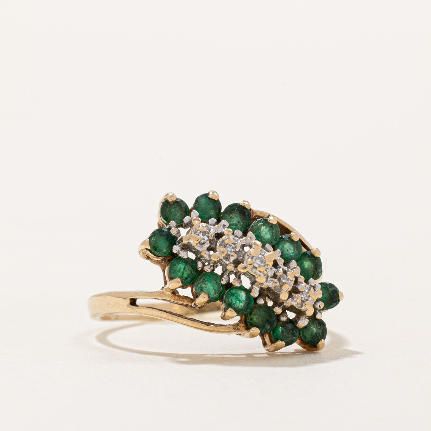 Emerald & Diamond Waterfall Ring | 0.70ctw, 0.015ctw | SZ 7.5 |