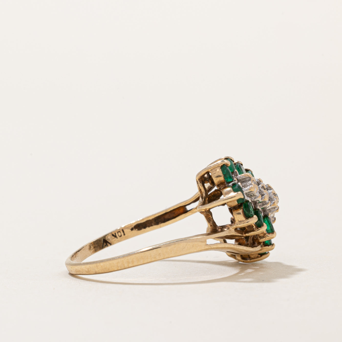 Emerald & Diamond Waterfall Ring | 0.70ctw, 0.015ctw | SZ 7.5 |