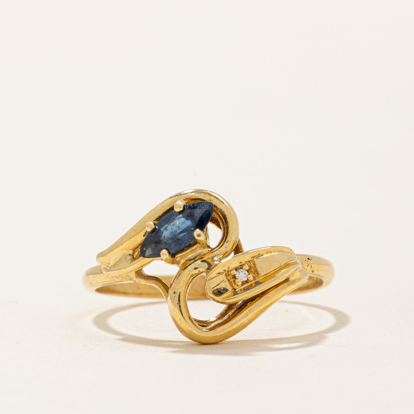 Sapphire & Diamond Bypass Ring | 0.25ct, 0.005ct | SZ 7.75 |