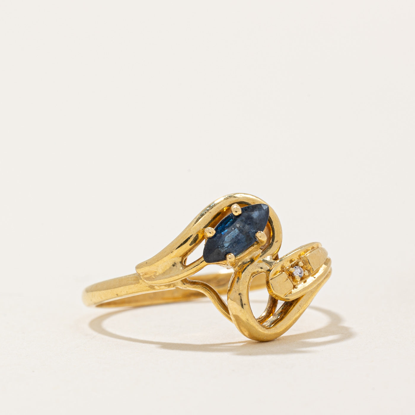 Sapphire & Diamond Bypass Ring | 0.25ct, 0.005ct | SZ 7.75 |