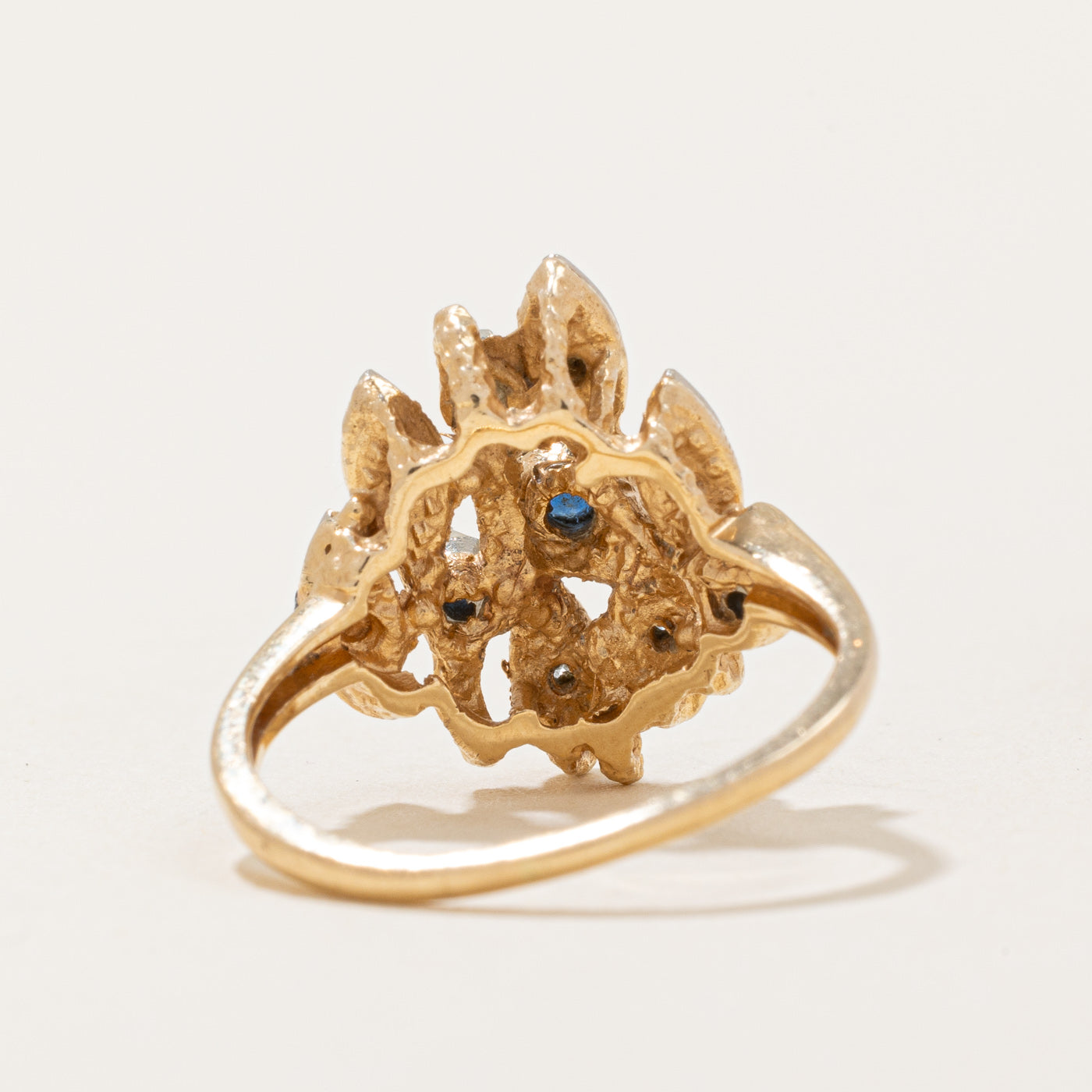 Sapphire & Diamond Abstract Cocktail Ring | 0.13ctw, 0.03ctw | SZ 5 |