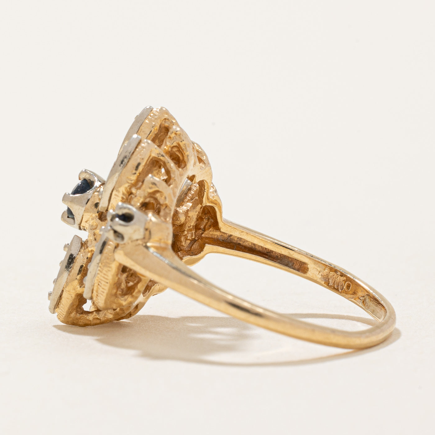Sapphire & Diamond Abstract Cocktail Ring | 0.13ctw, 0.03ctw | SZ 5 |