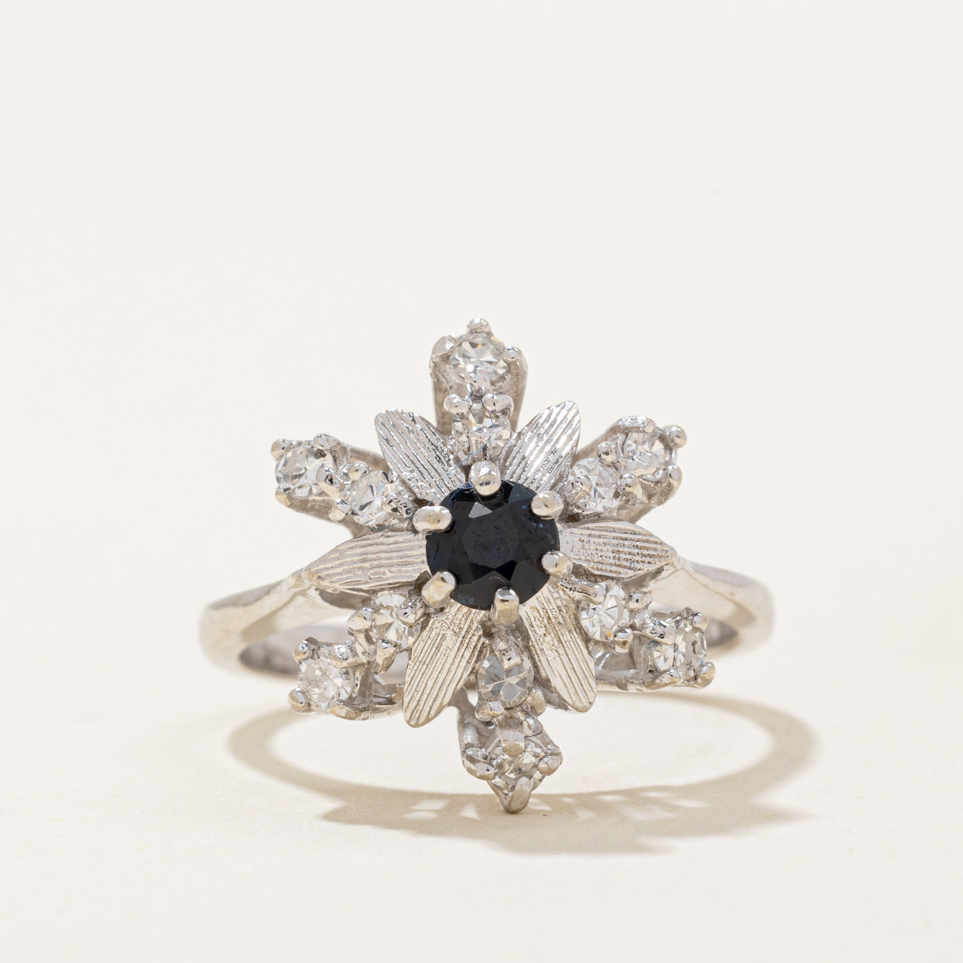 Sapphire & Diamond Snowflake Ring | 0.55ct, 0.35ctw | SZ 7.25 |