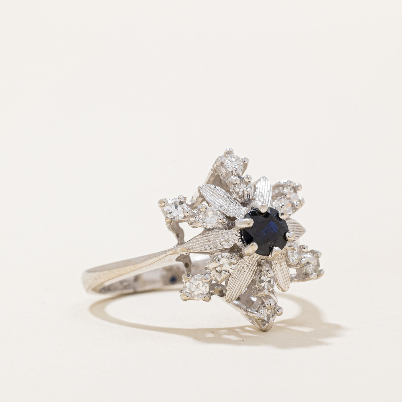 Sapphire & Diamond Snowflake Ring | 0.55ct, 0.35ctw | SZ 7.25 |