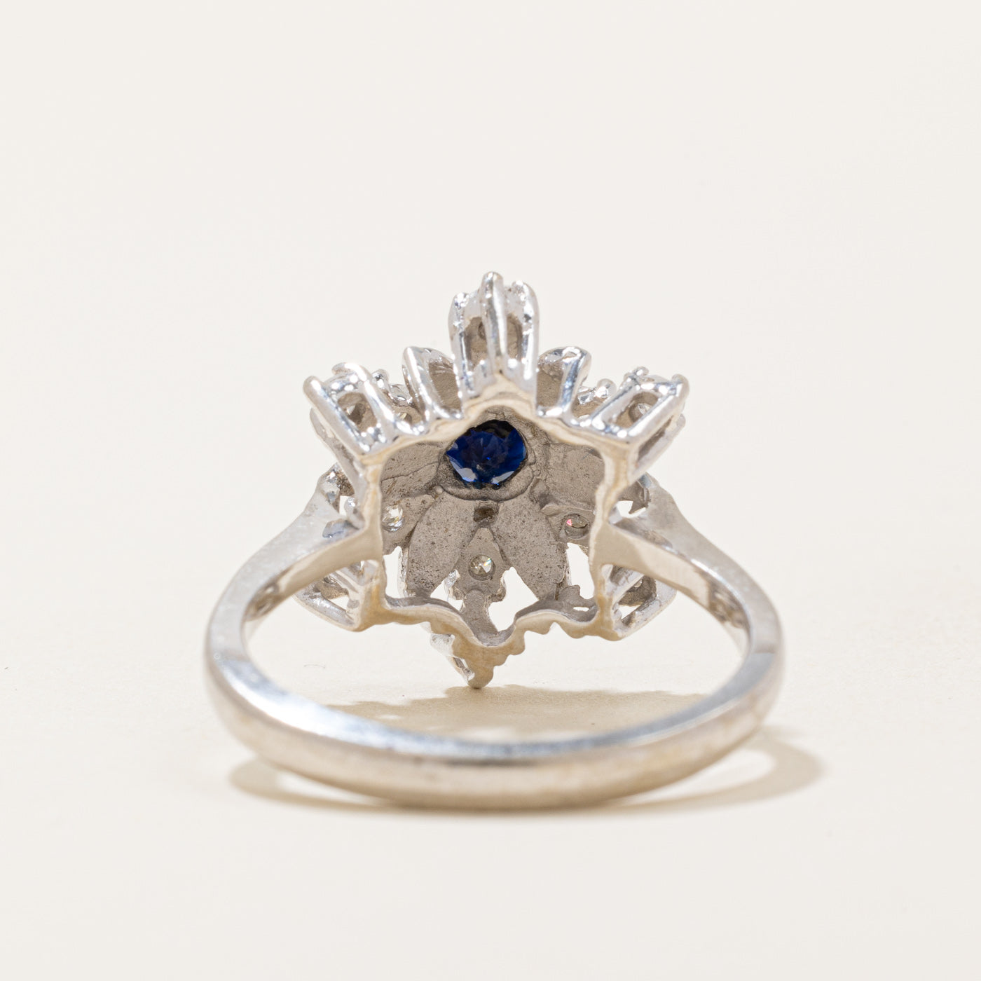 Sapphire & Diamond Snowflake Ring | 0.55ct, 0.35ctw | SZ 7.25 |